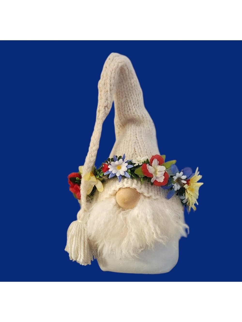 Handcrafted Midsummer White Tompte Gnome Large 22" Detachable Wreath